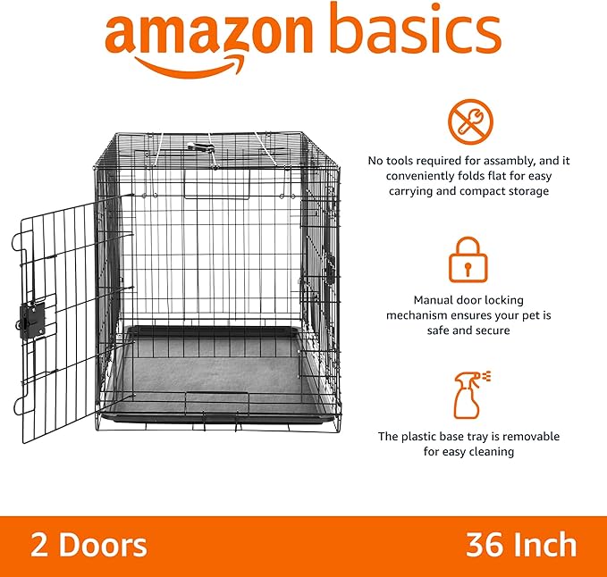 Amazon Basics Portable, Foldable Metal Wire Dog Crate - Image 2