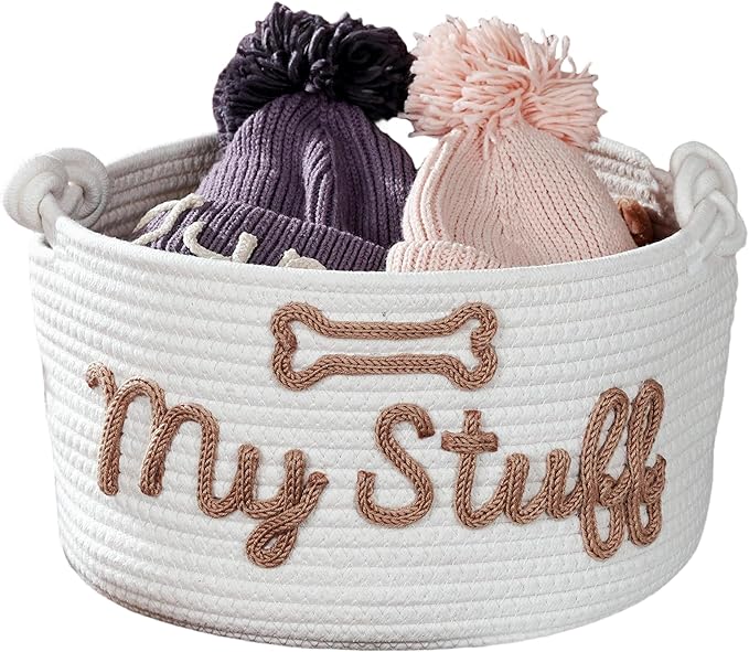 JUPPE Pet Dog Basket with Personalized Name, Dog Toys Storage Organizer Custom - Image 8