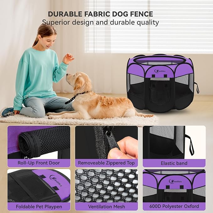 Siedihit Large Dog Playpen, Puppy Pet Playpen Indoor, Dogs Tent Crates Cage - Image 5