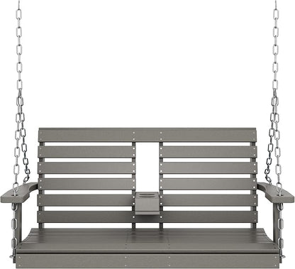 KINGYES Outdoor Hanging Porch Swing, 2 Seat Patio Swing Recliner - Image 9