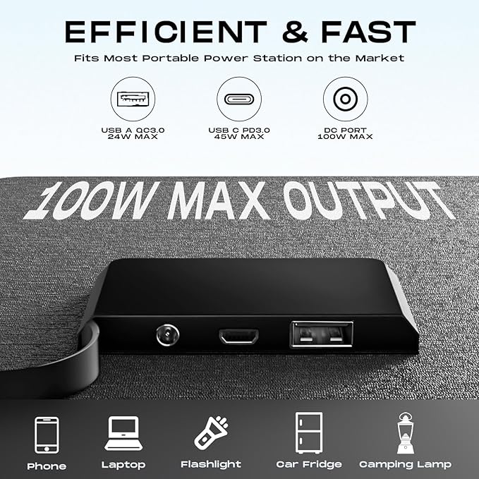 MARBERO 100W Portable Solar Panel IP68 Waterproof 100 Watt 20V Foldable Solar - Image 5