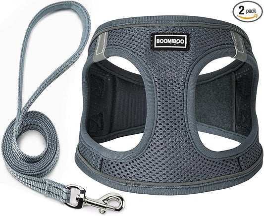 Dog Harness with Leash Set, No Pull Adjustable Reflective Step-in Puppy Pet by BOOMIBOO