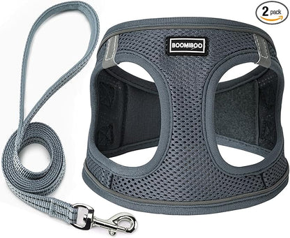 Dog Harness with Leash Set, No Pull Adjustable Reflective Step-in Puppy Pet by BOOMIBOO