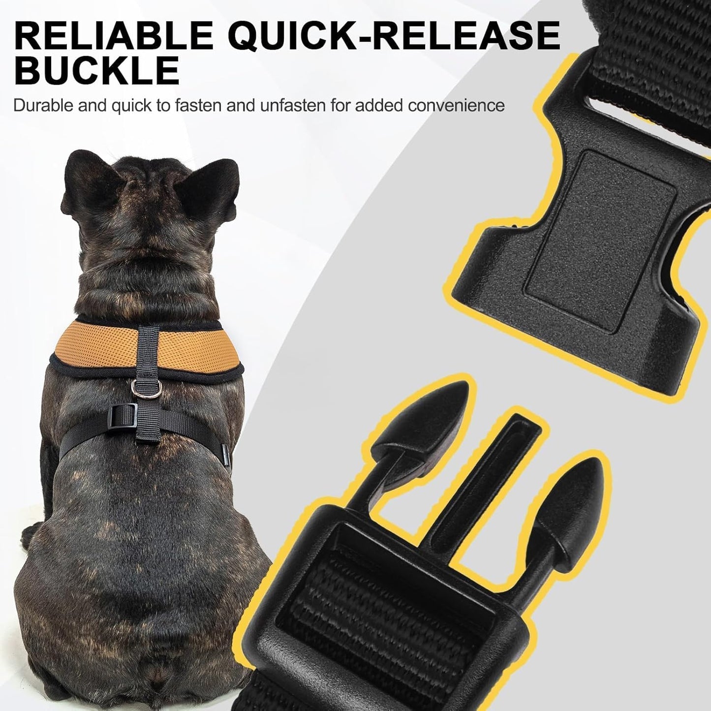 BINGPET No Pull Dog Harness, Soft Mesh Breathable All Weather Vest, Safety Protection Design, Durable Adjustable Step-in Easy Walk Dog Harness for Extra Large Dogs (Beige, XL)