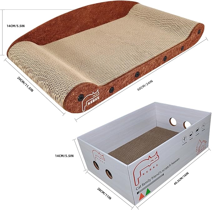 Cat Scratcher 24 Inch Cat Scratching Sofa Bed & 16" Lounge Box - Image 3