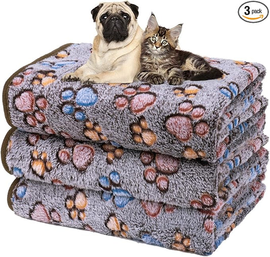 Dono 1 Pack 3 Dog Blankets, Soft Fluffy Fleece Pet Blanket Warm Sleep Mat Paw by Dono