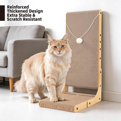 27.6 Inch Reinforced Cat Scratcher, L-Shaped Wall Mount Scratching Post - Image 2