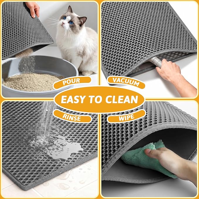 Pieviev Cat Litter Mat Double Layer Waterproof Urine Proof Trapping Mat 1 Pack) - Image 6