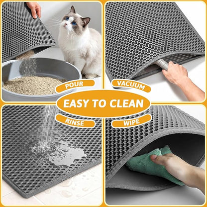 Pieviev Cat Litter Mat Double Layer Waterproof Urine Proof Trapping Mat 1 Pack) - Image 6