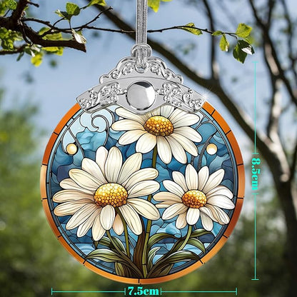 Stained Glass Christmas Ornament, Jocidea Daisy Christmas Decorations, - Image 2