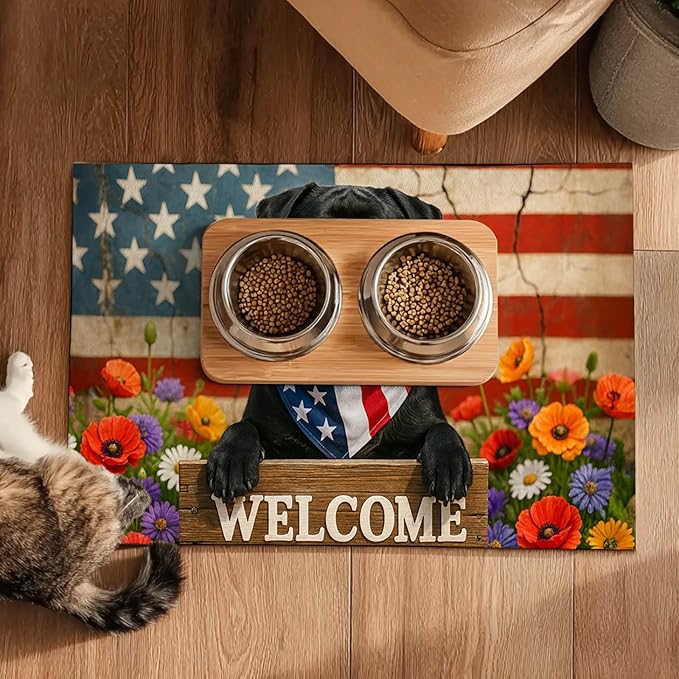 HOMETITUTE Dog Food Mat 4th of July Flag Pet Food Mats Independence Day - Image 5