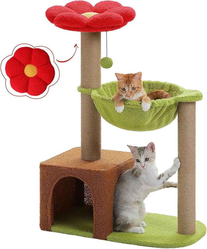 MUTTROS Flower Cat Tree with Sisal Scratching Posts, Cat Condo with Removable by MUTTROS
