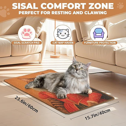 Sisal Cat Scratcher Mat, Cat Wall Scratcher - Image 2