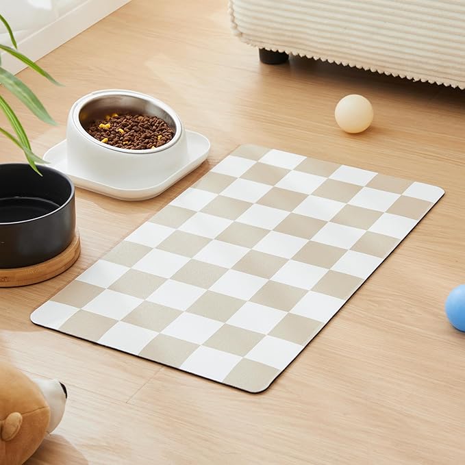 Checkered Dog Feeding Mat, Absorbent Mats by Ralxion