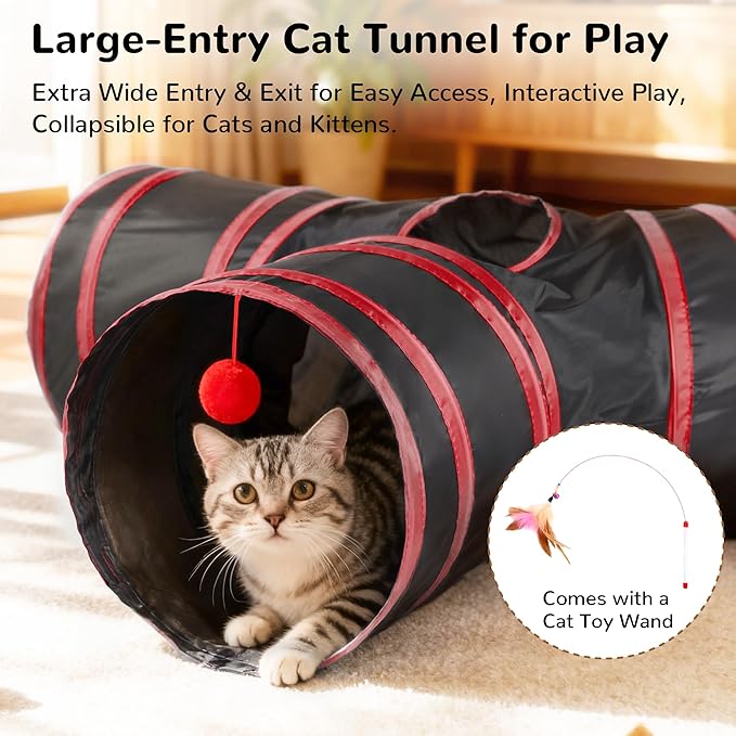 Tempcore Cat Tunnel for Indoor Cats, 3-Way Collapsible Play Tunnel - Image 4