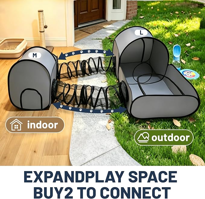 Tailtastic Dog Playpen with Surround Tunnel, Outdoor/Indoor Cat Playpen with - Image 4