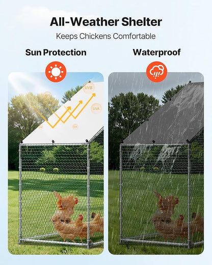 VEVOR Large Metal Chicken Coop, 9.8 x 3.3 x 6.6 ft, Walk-in Chicken Run House - Image 5