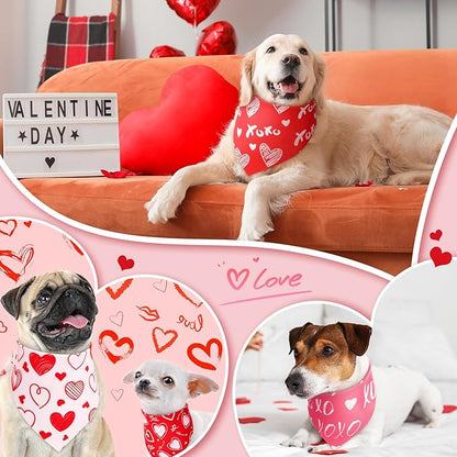 50 Pcs Valentines Day Dog Bandanas Bulk Red and Pink Heart Bandanas - Image 6