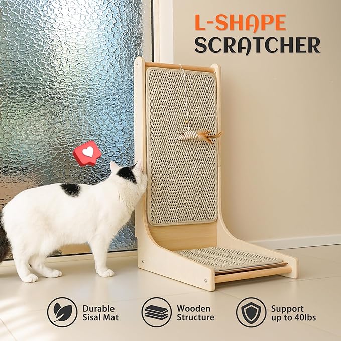 PETKARAY Cat Scratcher, Sisal Cat Scratch Pad, L Shape Scratching Board - Image 5