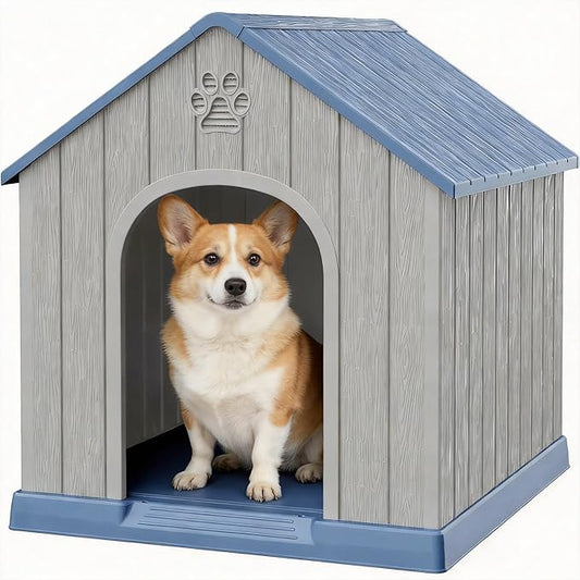 Dog House Outdoor, Plastic Small Dog House-Weatherproof Design by Bifanuo
