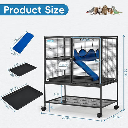 HABUTWAY 36.5''H Large Metal Rolling Ferrets Cage, 2-Tiers Small Animal Cages - Image 3