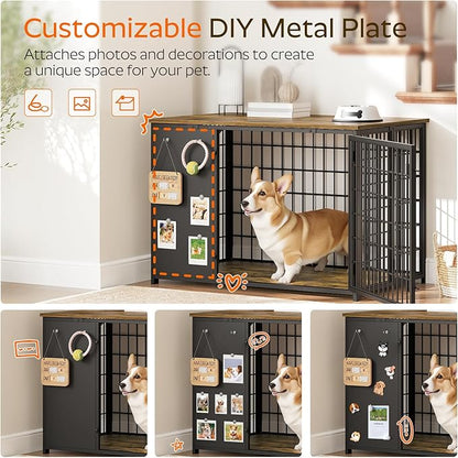 YATINEY Foldable Dog Crate Furniture, Dog Crate - Image 4