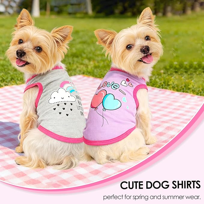 4 Pack Dog Shirt for Small Dogs Spring Summer Printed Puppy Clothes Cute Pet T - Image 3