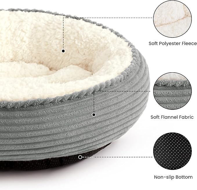 Love's cabin Round Donut Cat and Dog Cushion Bed, 24in Pet Bed - Image 2