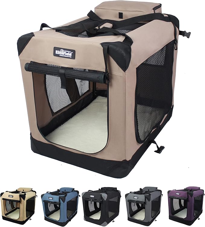EliteField 3-Door Folding Soft Dog Crate by EliteField