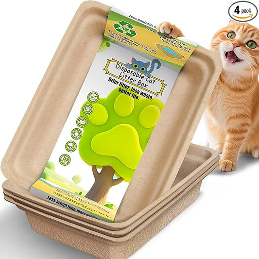 Disposable Litter Boxes for Cats Large: 2/4/6/8-Pack 17.5'' x 13.5'' Leak-Proof by SEMEDOYO