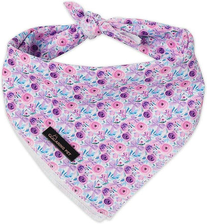 ARING PET Girl Dog Bandanas, Cute Summer Purple Rose Bow Floral Pet Bandana by ARINGPET