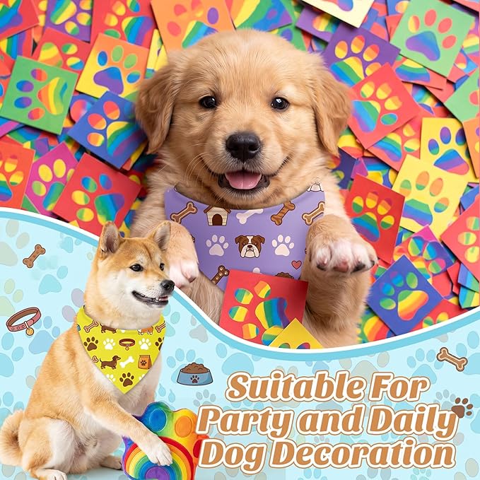50 Pcs Paw Prints Dog Bandanas Bulk Bone Bandanas - Image 2