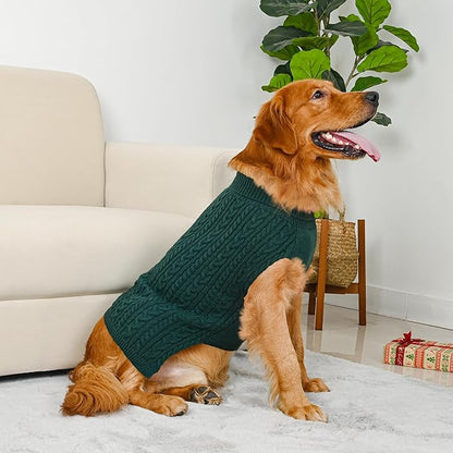 2 Pack Dog Sweaters for Large Dogs Winter Turtleneck Pullover Cable Knit Fleece - Image 5