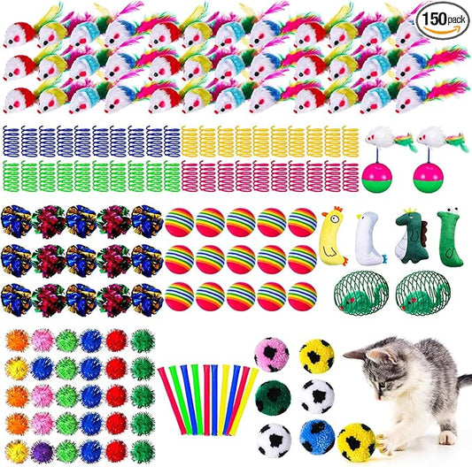 Shappy 150 Pcs Cat Toys for Indoor Cats Bulk, Kitten Toys Pack, Variety by Shappy