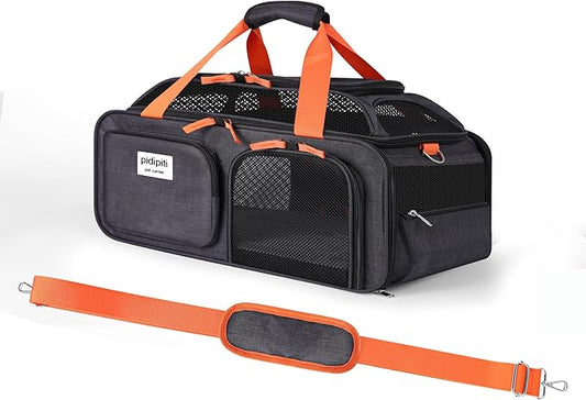 pidipiti 18.5x13x9 TSA Approved top Expandable Soft Sided pet Carrier by pidipiti