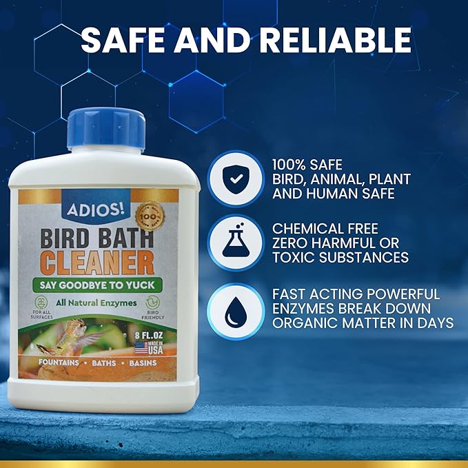 ADIOS! Bird Bath Cleaner for Outdoor Fountains and Bowls, Safely Cleans Metal - Image 3
