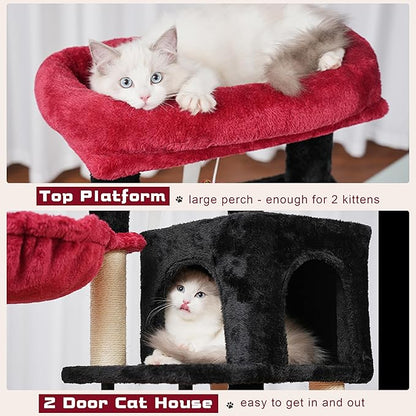 Gitelsnour Cat Tree, Cat Tower for Indoor Cats, 43.3 inch Gothic Cat Tree Tower - Image 4