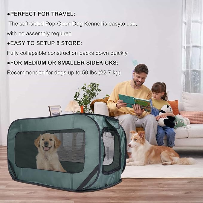 36 Inch Foldable Dog Kennel for Large Dogs, Portable Waterproof Pop-Up Pet Crate - Image 4