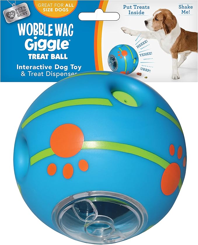 Wobble Wag Giggle Ball Interactive Dog Treat Dispensing Toy, Giggle Sounds by WobbleWagGiggle