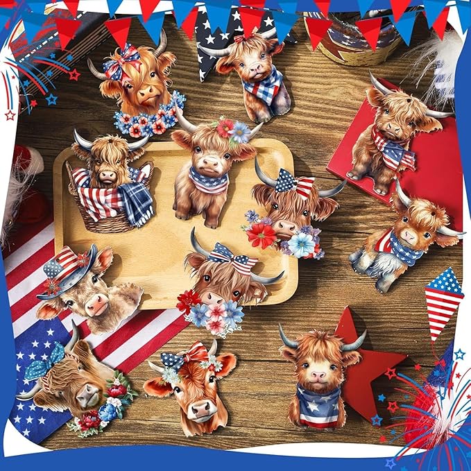 12 Pcs 4th of July Patriotic Wood Ornaments Hanging Decoration 250th - Image 2