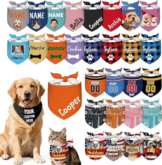 Custom Dog Bandana Personalized Name Logo Photo Text Dog Scarf Customized by Unknown