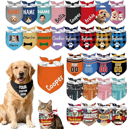 Custom Dog Bandana Personalized Name Logo Photo Text Dog Scarf Customized by Unknown