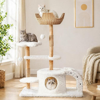 Easyego Modern Cat Tree, 45.6" Aesthetic Wood Cat Tree Tower - Image 2