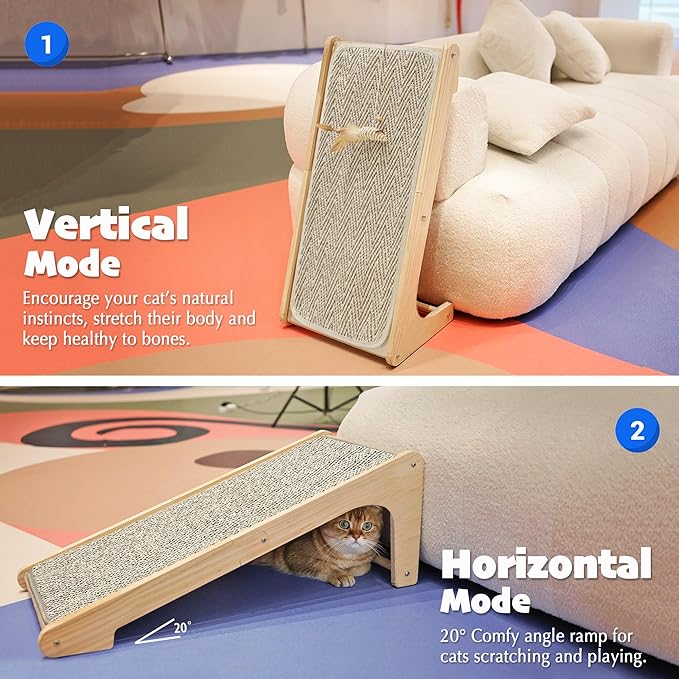 PETKARAY Cat Scratcher, Sisal Scratching Ramp, L Shape Cat Scratch Pad - Image 3