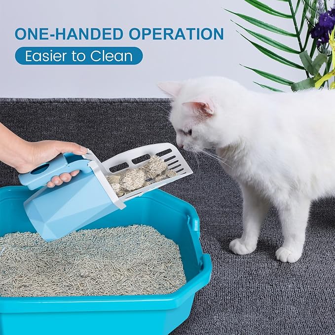 Cat Litter Scooper with Holder Kitty Litter Scoop with Waste Can and 150 Refill - Image 5
