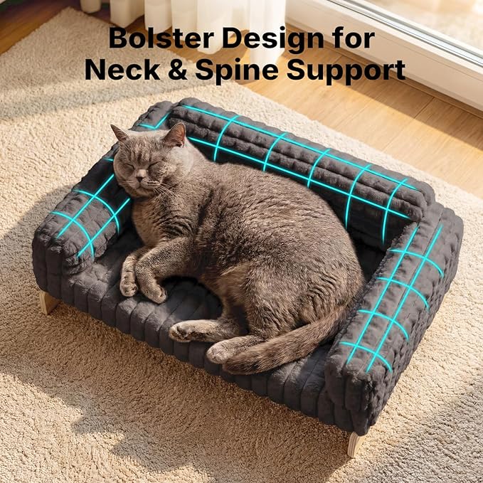 Veehoo Elevated Cat Bed Indoor, Wood Furniture Style Cat Couch Sofa - Image 5