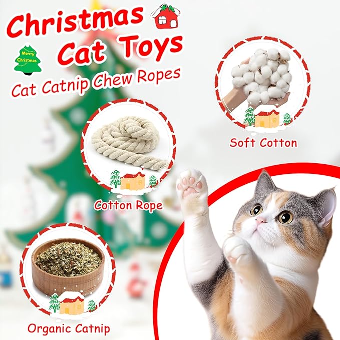 Retro Shaw Cat Chew Ropes 3PCS, Kitten Teething Toys - Image 2