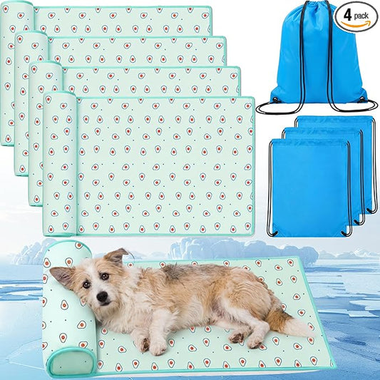 DoubleFill 4 Pack Cooling Pet Mats 15.7" x 23.6" Cooling Dog Beds by DoubleFill