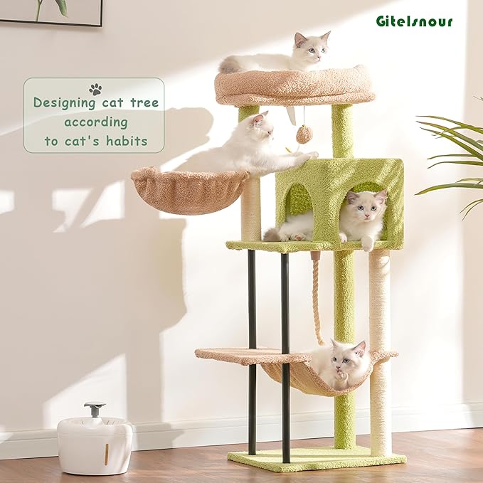 Gitelsnour Cat Tree, Cat Tower for Indoor Cats, 43.3 inch Cactus Cat Tree Tower - Image 2