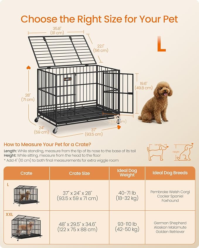 Feandrea Heavy-Duty Dog Crate, 5-Minute Quick Assembly, Foldable Dog Kennel Cage - Image 6